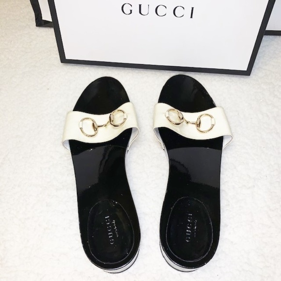 Gucci Shoes - Authentic GUCCI Vitello Vernice Icon Bit Wood Clogs